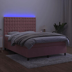 Avis vidaXL Sommier à lattes de lit matelas et LED Rose 140x190 cm Velours