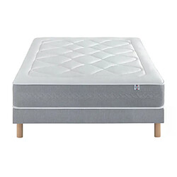 Ensemble Douces Nuits Mirage Mousse HR 35kg/m3 + Viscoélastique + Sommier Base Ferme 180x200 - Double Sommier 