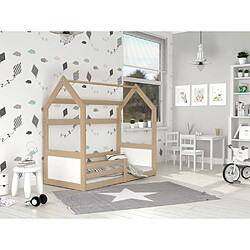 Kids Literie Lit Cabane Miki 80x160 Pin-blanc Pin - blanc Livré avec sommiers