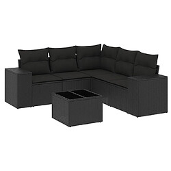 vidaXL Salon de jardin 6 pcs avec coussins noir résine tressée