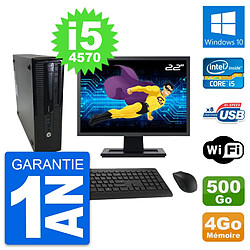 PC HP 400 G1 SFF Ecran 22" Intel i5-4570 RAM 4Go Disque 500Go Windows 10 Wifi - Occasion