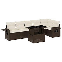 vidaXL Salon de jardin avec coussins 7 pcs marron résine tressée