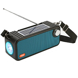 Yonis Enceinte Bluetooth Solaire Portable Extérieure Enceinte Bluetooth Solaire Portable Avec Radio FM Et Lampe Torche Pour Extérieur Peacock Blue YONIS