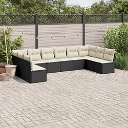 Maison Chic Salon de jardin 10 pcs avec coussins, Ensemble Tables et chaises d'extérieur noir résine tressée -GKD871129