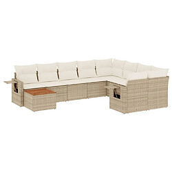 Maison Chic Salon de jardin avec coussins 10 pcs | Ensemble de Table et chaises | Mobilier d'Extérieur beige résine tressée -GKD65443