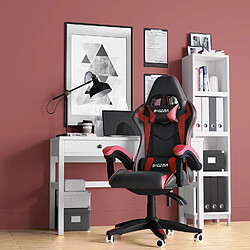 Chaise de bureau Rattantree Gaming Chair Chaise de bureau Chaise pivotante robuste Design ergonomique avec coussin et support dorsal inclinable (noir et rouge)