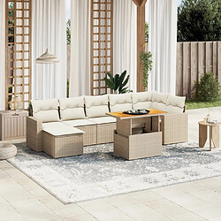 vidaXL Salon de jardin avec coussins 8 pcs beige résine tressée 