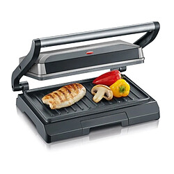 SEVERIN KG2394 Gril multifonction compact : viande - paninis - legumes - plaques anti-adhesives 23x14 -5 cm - recuperateur de gr 