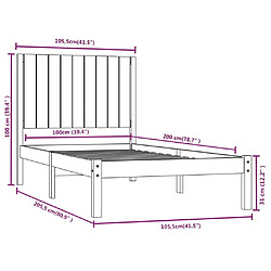 Acheter vidaXL Cadre de lit Blanc Bois de pin massif 100x200 cm