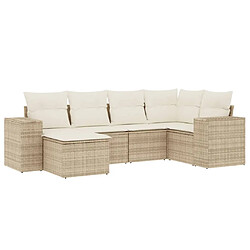 vidaXL Salon de jardin avec coussins 6 pcs beige résine tressée