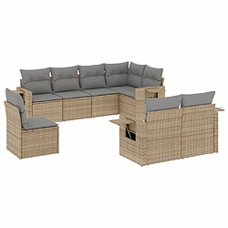 vidaXL Salon de jardin avec coussins 8 pcs beige résine tressée