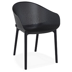 Alterego Chaise de terrasse perforée 'LUCKY' noire design