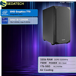 Sedatech PC de bureau Silent • Intel i9-12900K • 32Go DDR5 • 1To SSD M.2 • sans OS