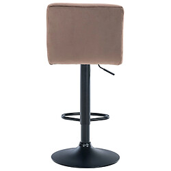 Decoshop26 Lot de 2 tabourets de bar en velours marron avec coutures décoratives pied en trompette métal noir 10_0004394 pas cher