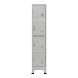 Helloshop26 Casier de bureau armoire meuble de rangement pour bureau atelier chambre acier métallique avec 4 portes acier laqué 180 x 38 x 45 cm gris 03_0006348