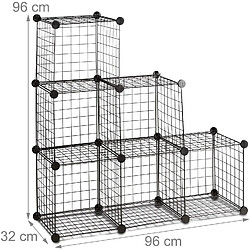 Helloshop26 Système d'étagère 6 compartiments grille 30 x 30 cm noir 13_0002579