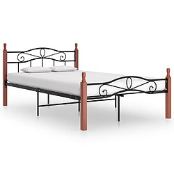 vidaXL Cadre de lit sans matelas noir métal bois chêne 120x200 cm