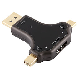 Wewoo D63A DisplayPort + Mini DP + UCB-C / Adaptateur 3 en 1 mâle vers HDMI femelle