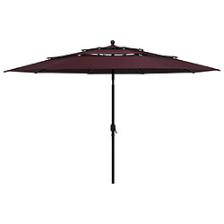 ComfortXL Parasol à 3 Niveaux Avec Mât En Aluminium Bordeaux 3,5 M 