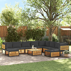 vidaXL Salon de jardin avec coussins 11 pcs bois massif d'acacia