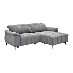 Acheter Vente-Unique Canapé d'angle droit relax électrique en tissu texturé gris CELTIMO