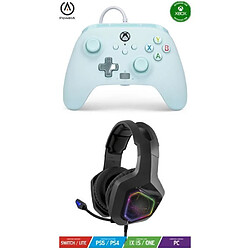 Power A Pack Manette XBOX ONE-S-X-PC Cotton Candy Blue EDITION + Casque Gamer PRO EH50 ORANGE SPIRIT OF GAMER XBOX ONE/S/X/PC 