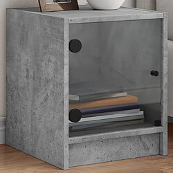 Maison Chic Table de chevet avec porte en verre, Table de Nuit gris béton 35x37x42 cm