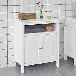 SoBuy FRG204-W Meuble Bas de Salle de Bain Armoire Toilette Buffet commode Blanc 