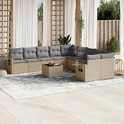 vidaXL Salon de jardin 11 pcs avec coussins beige résine tressée 