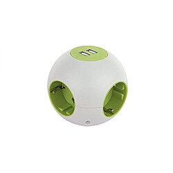 REV Prise boule PowerGlobe avec USB, blanc-vert