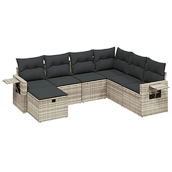 vidaXL Salon de jardin avec coussins 7 pcs gris clair résine tressée