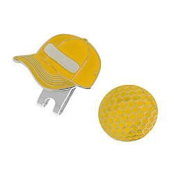 Avis Bouchon de mode Capuchon de golf en acier inoxydable Clip magnétique avec marqueur de balle Jaune