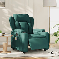 Maison Chic Fauteuil Relax pour salon, Fauteuil de massage inclinable électrique Vert foncé Tissu -GKD96148