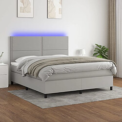 vidaXL Sommier à lattes de lit et matelas et LED Gris clair 180x200 cm 