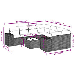 Avis Maison Chic Salon de jardin avec coussins 9 pcs, Ensemble Tables et chaises de jardin, beige résine tressée -GKD953376