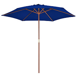 vidaXL Parasol de jardin avec mât en bois bleu 270 cm