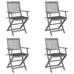 Maison Chic Lot de 4 Chaises pliables d'extérieur avec coussins | chaises de jardin | Fauteuil Relax Bois d'acacia -GKD56996