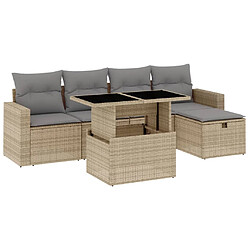 vidaXL Salon de jardin avec coussins 6 pcs beige résine tressée