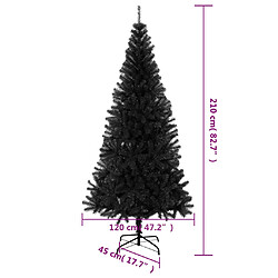 vidaXL Sapin de Noël artificiel avec support noir 210 cm PVC pas cher