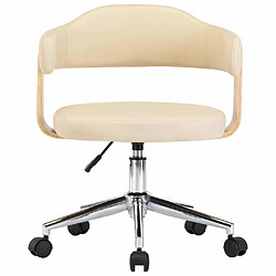 Avis Maison Chic Chaise Gaming | Chaise pivotante de bureau Ergonomique Fauteuil Crème Bois courbé et similicuir -GKD48934