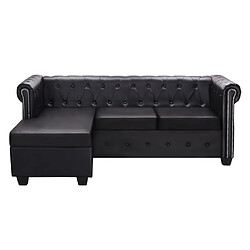 vidaXL Canapé Chesterfield en forme de L cuir synthétique noir