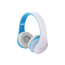 LUUCOZK Casque Bluetooth sans fil pliable Casque de musique stéréo mains libres avec micro-Blanc + Bleu