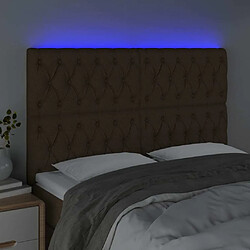 Avis Maison Chic Tête de lit scandinave à LED,meuble de chambre Marron foncé 144x7x118/128 cm Tissu -MN14982