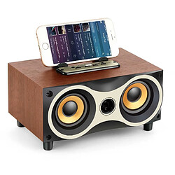 Wewoo Enceinte Bluetooth X6 Portable Haut-parleurs sans fil en bois Subwoofer Stero Radio FM de bureau 