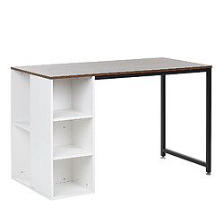 Beliani Bureau blanc / effet bois foncé 120 x 60 cm DESE