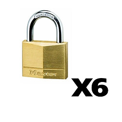 Master Lock 140EURSIX Lot de 6 Cadenas en laiton 40 mm s'entrouvrant