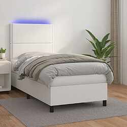 vidaXL Sommier à lattes de lit avec matelas et LED Blanc 100x200 cm