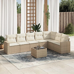 vidaXL Salon de jardin avec coussins 8 pcs beige résine tressée 