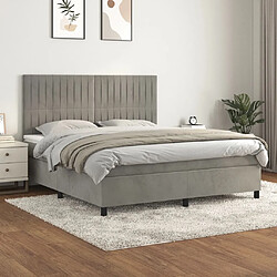 vidaXL Sommier à lattes de lit et matelas Gris clair 180x200cm Velours