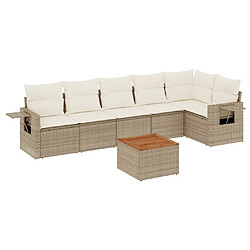 Maison Chic Salon de jardin avec coussins 7 pcs | Ensemble de Table et chaises | Mobilier d'Extérieur beige résine tressée -GKD40524